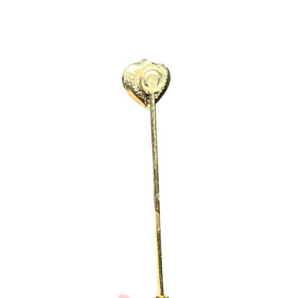 Vintage gold tone stick pin. Heart/tear drop red jeweled top. jewelry - Picture 4 of 7
